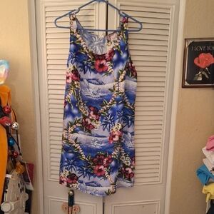 Bali Blue and Orange Spaghetti Strap Sundress
